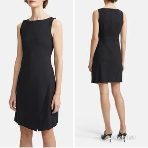 Theory Wrap Effect Wool Dress Black Mini Dress